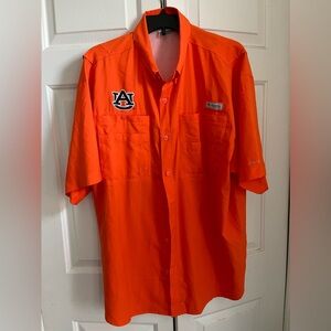 Columbia Button Up Orange AUBURN short-sleeve Vented  Sportswear Football XL